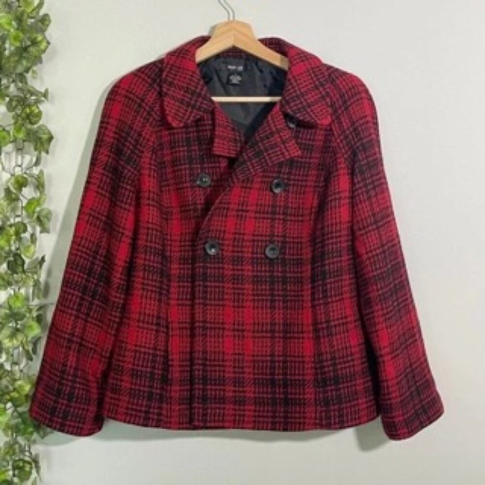 STYLE & CO | JACKET RED BLACK SIZE L WOOL